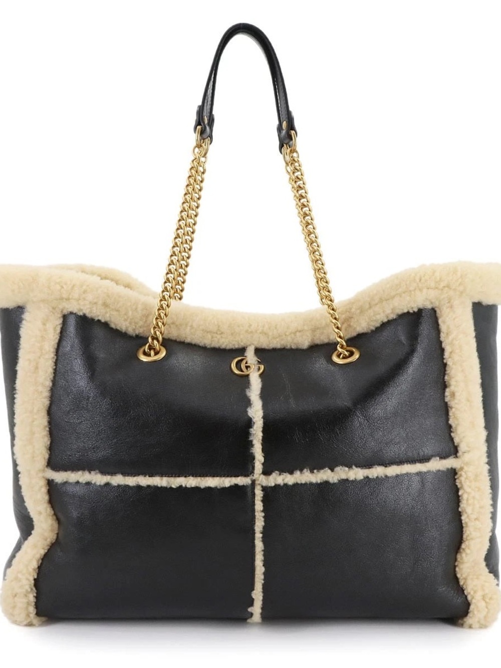 Authentic GUCCI NEW Cruise 2023 Cosmogonie black leather fur tote - Picture 2 of 12